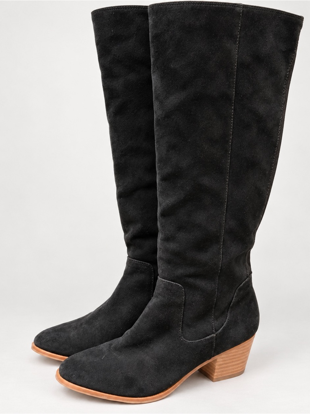 Marc Fisher Black Suede Knee-High Block Heel Boots